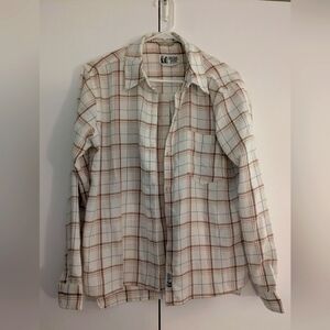 Marmot White and Brown Plaid Button-Up Shirt